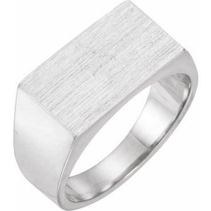 14K White Gold 15 X 9 Mm Brush Polished Signet Ring Size 6