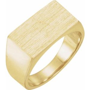 14K Yellow Gold 15 X 9 Mm Brush Polished Signet Ring Size 6