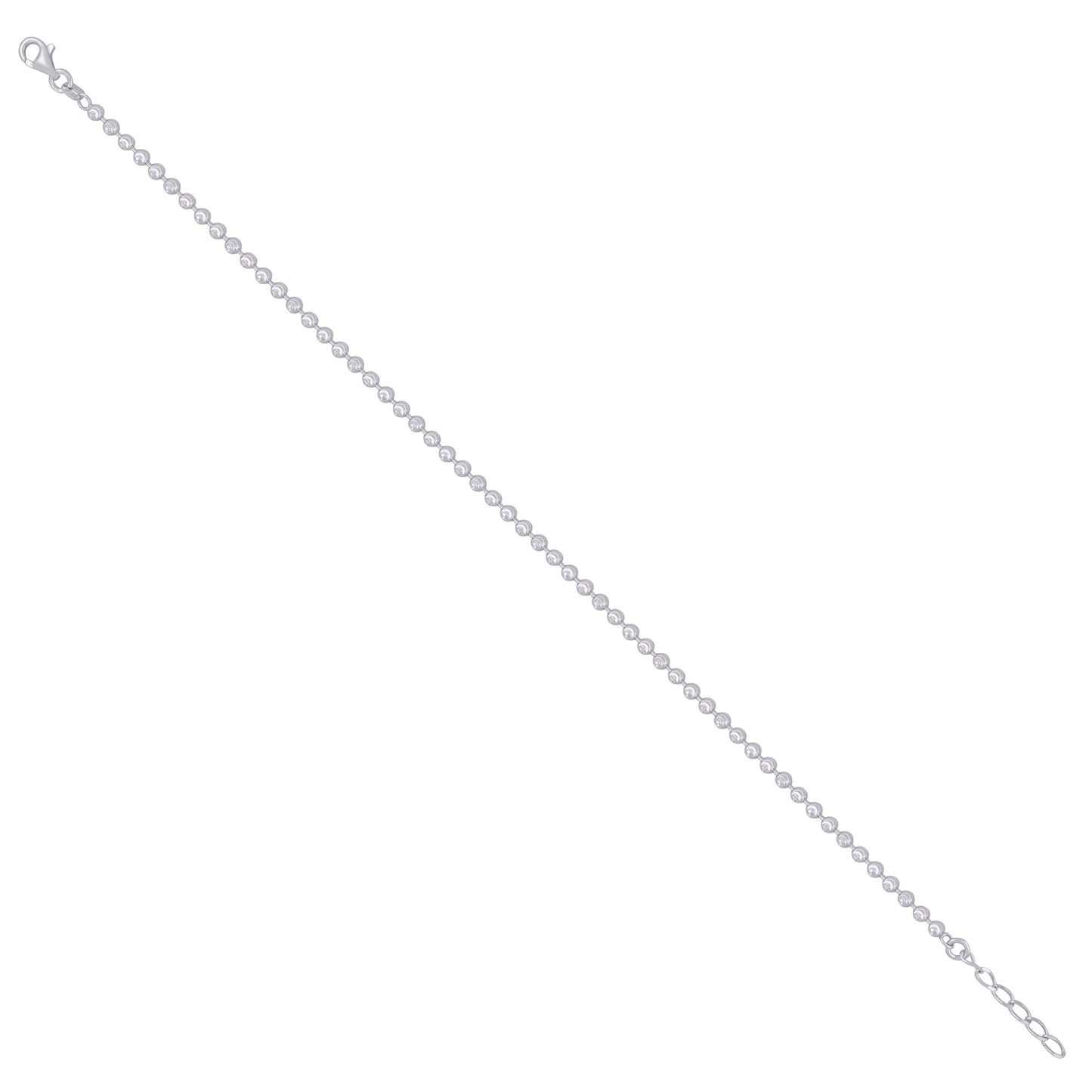 Sterling Silver Womens Moon-Cut Chain Anklet 3 mm Size 10 Inches