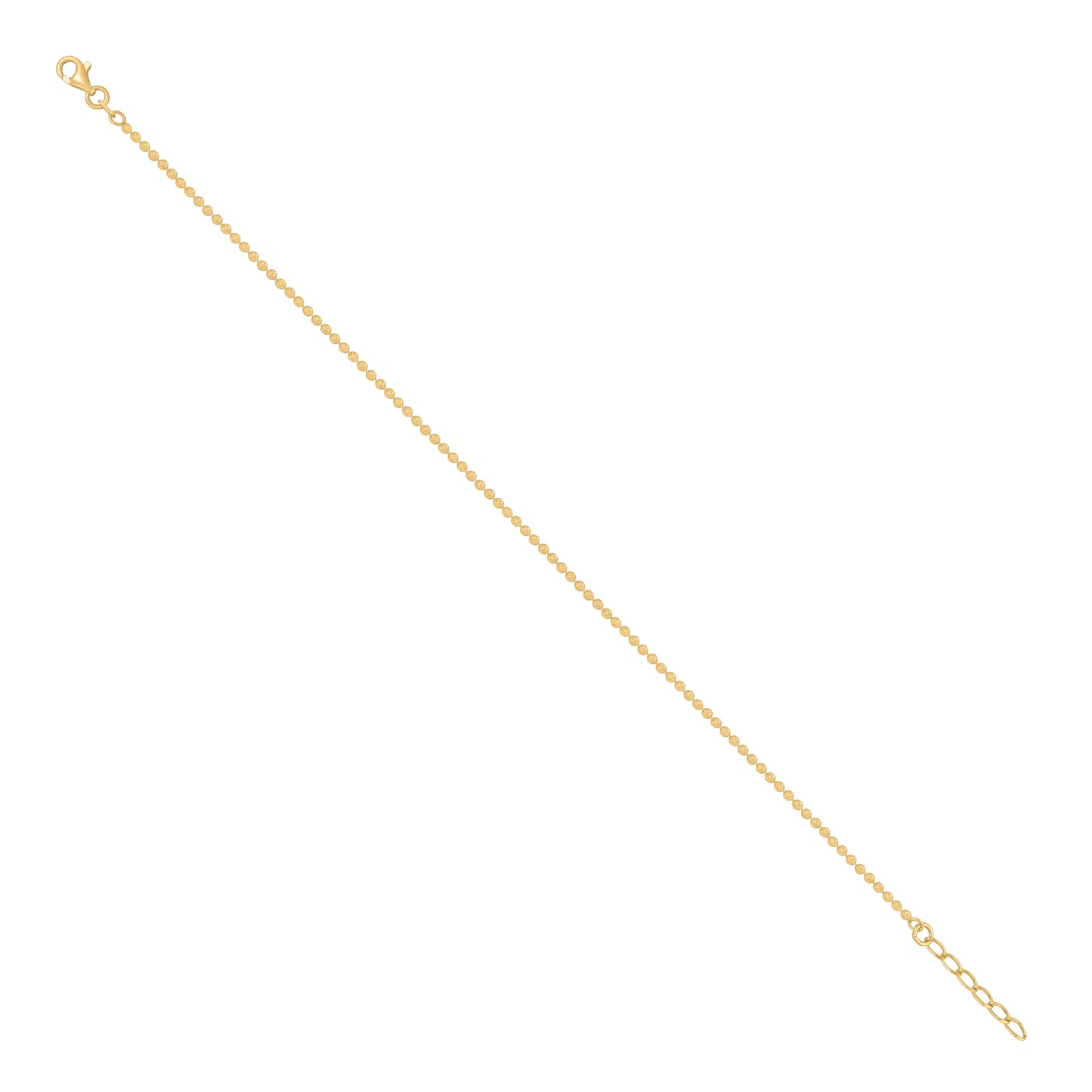 Sterling Silver Womens Moon-Cut Chain Anklet 2 mm Size 10 Inches