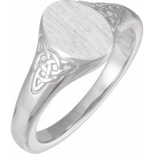 Sterling Silver Oval 9.87 X 6.28 Mm Brush Polished Celtic-Inspired Signet Ring Size 7