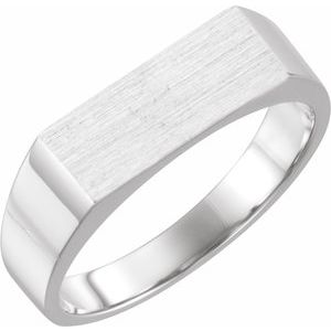 14K White Gold 15 X 7.5 Mm Brush Polished Signet Ring Size 11