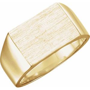 14K Yellow Gold 15 X 11 Mm Brush Polished Signet Ring Size 11