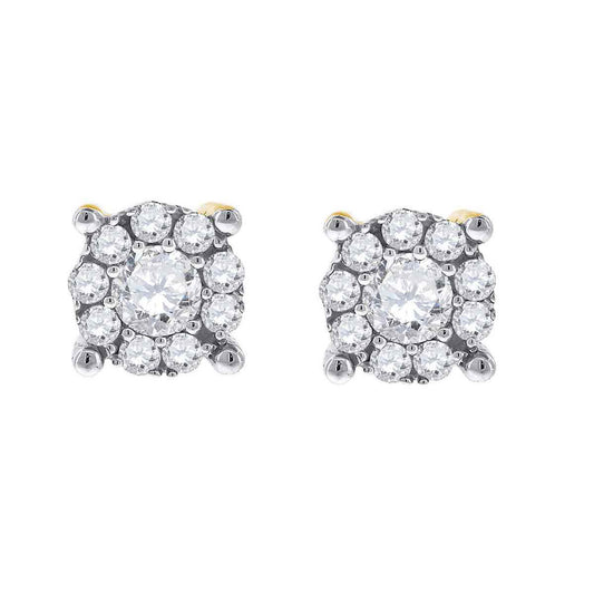 14K White Gold Womens Round Diamond Cluster Earrings 1/2 Cttw