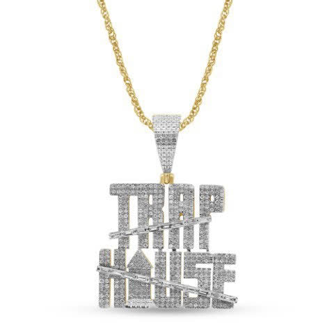 10K Yellow Gold 1.23 Cttw Diamond  "Trap House" Charm