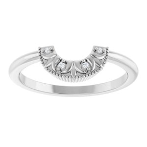 14K White Gold Round Polished .01 Ctw Natural Diamond Contour Band Size 7