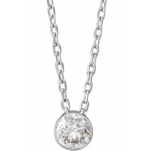 14K White Gold Round 4Mm G-H I1 1/4 Ctw Natural Diamond Ultra-Lightweight Solitaire Adjustable Necklace, Length: 18 In