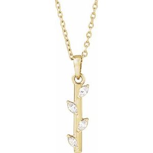 14K Yellow Gold Marquise 2.5 X 1.25Mm G-H Si2-Si3 .07 Ctw Natural Diamond Necklace, Length: 18 In