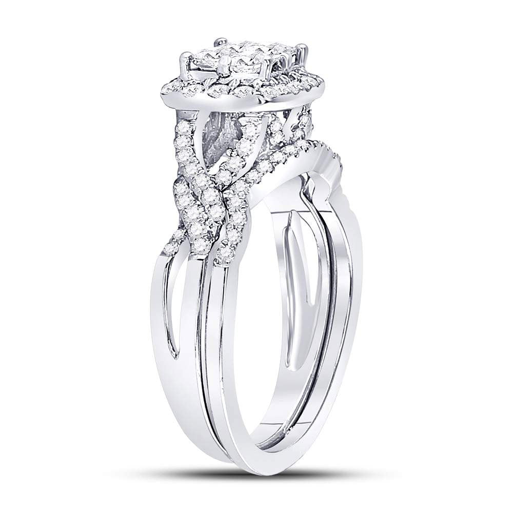 14K Yellow Or White Gold  Princess Diamond Bridal Wedding Ring Band Set 1 Cttw, Womens Size: 5-10