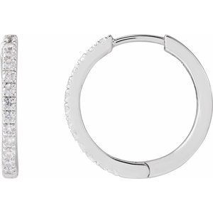 14K White Gold Pair Round Shape 1.4Mm Si1-Si2, Gh 1/3 Ctw Lab-Grown Diamond Hoop Earrings, Length: 16.3 Mm, Thickness: 1.7 Mm