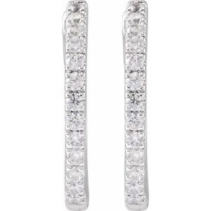 14K White Gold Pair Round Shape 1.4Mm Si1-Si2, Gh 1/3 Ctw Lab-Grown Diamond Hoop Earrings, Length: 16.3 Mm, Thickness: 1.7 Mm