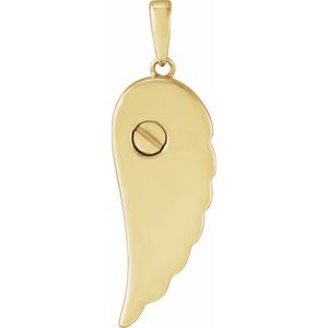 14K Yellow Gold-Plated Sterling Silver 33.5 X 11 Mm Polished Angel Wing Ash Holder Pendant And Accessory Kit