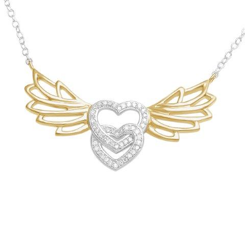 10K Yellow Gold 0.15 Cttw Diamond Ladies "Heart-Wings" Charms