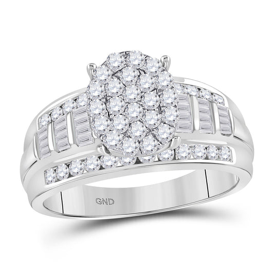 10K White Gold Round Diamond Oval Bridal Wedding Engagement Ring 1 Cttw, Womens Size: 5-10
