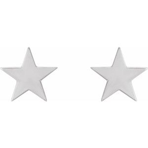 14K White Gold 6.2 Mm Pair Press Fit Back Included 4 Mm Polished Star Earrings With Press Fit Closure