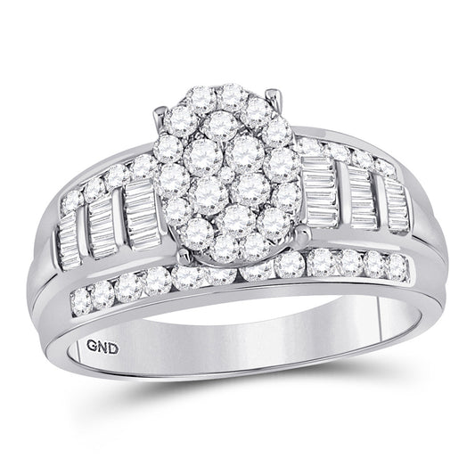 10K White Gold Diamond Oval Cluster Bridal Wedding Engagement Ring 1 Cttw, Womens Size: 5-10