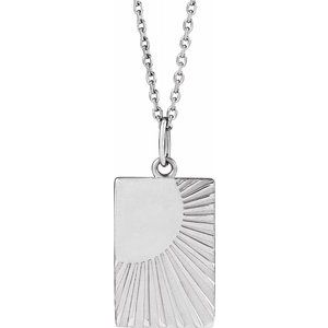 Sterling Silver 16.78 X 9.97 Mm 16-18 In Polished Sun Necklace