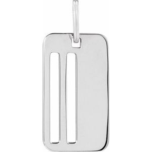 14K White Gold 31 X 14 Mm Polished Engravable Dog Tag