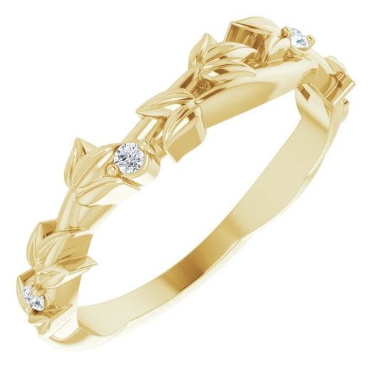 14K Yellow Gold Round 1.5Mm Si2-Si3, G-H Polished .04 Ctw Natural Diamond Matching Band, Size 7