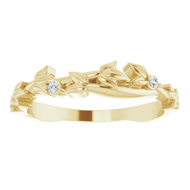 14K Yellow Gold Round 1.5Mm Si2-Si3, G-H Polished .04 Ctw Natural Diamond Matching Band, Size 7
