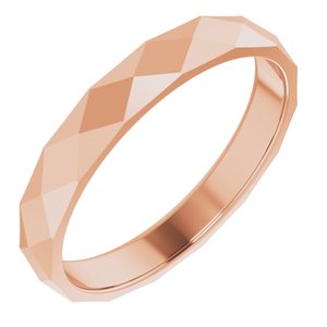 18K Yellow Or White Or Rose Gold Geometric Faceted Flat Band