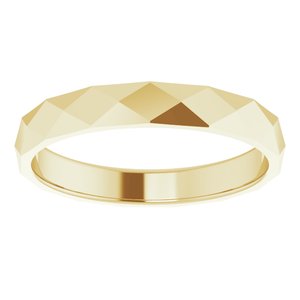 18K Yellow Or White Or Rose Gold Geometric Faceted Flat Band