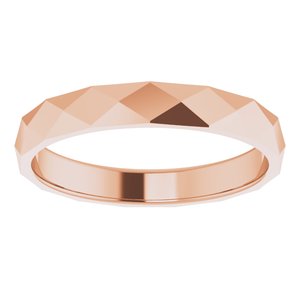18K Yellow Or White Or Rose Gold Geometric Faceted Flat Band