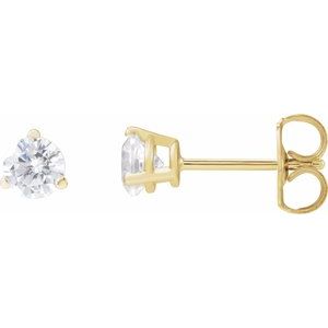 14K Yellow Gold Round 4Mm Si1-Si2, G-H 1/2 Ctw Lab-Grown Diamond 3-Prong Basket Style Stud Friction Back Earrings