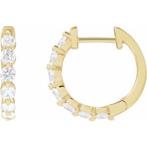 14K Yellow Gold Pair Round Shape 2.4Mm Si1-Si2, Gh 3/4 Ctw Lab-Grown Diamond Hoop Earrings, Length: 15.7 Mm, Thickness: 2 Mm