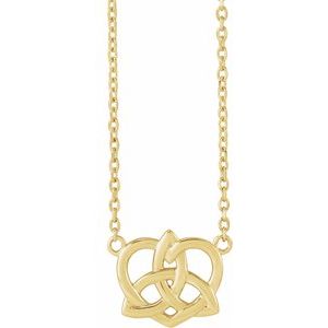14K Yellow Gold 11.68 X 8.9 Mm 16-18 In Polished Celtic-Inspired Heart Necklace