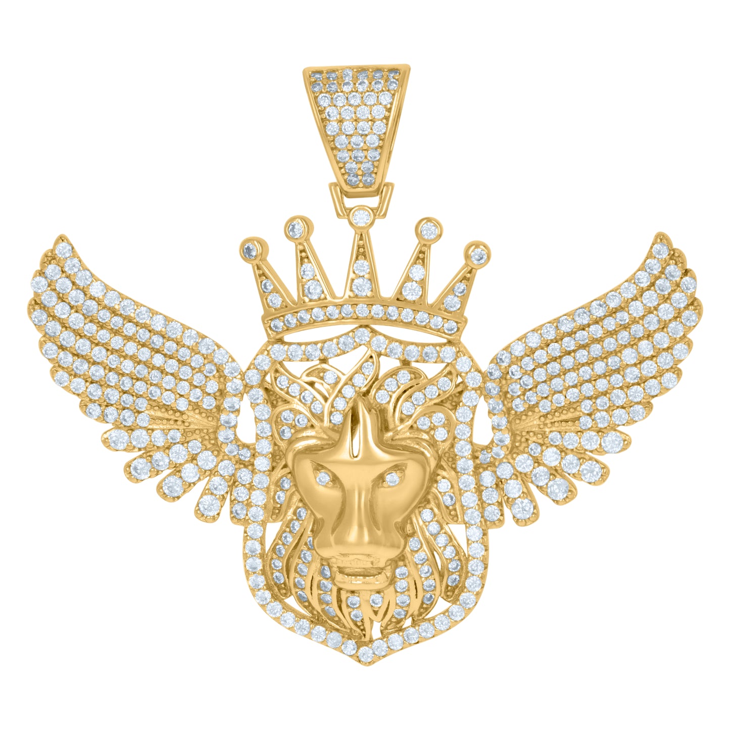 Sterling Silver Mens Cubic-Zirconia Leo/Lion Animal Zodiac Sign/Wildlife Charm Pendant