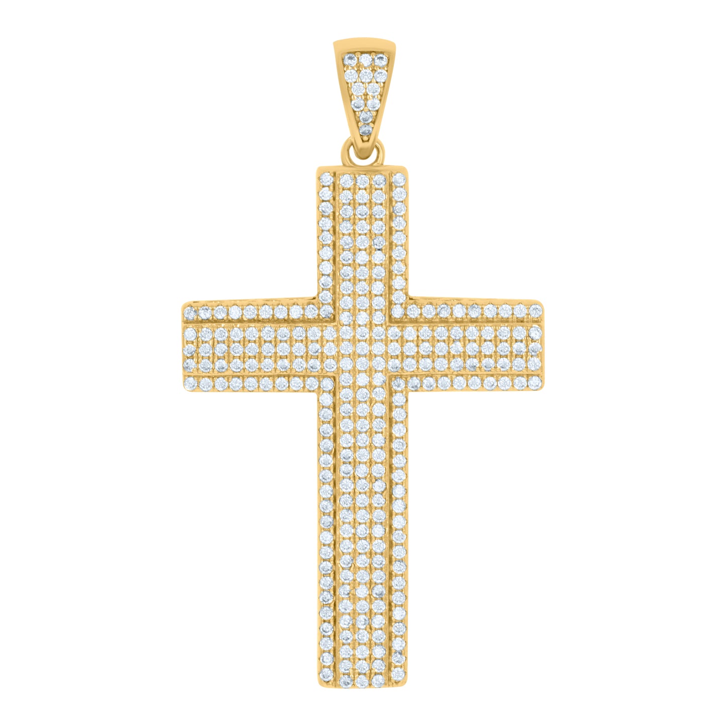 Sterling Silver Mens Cubic-Zirconia Cross Religious Charm Pendant