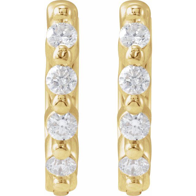14K Yellow Gold Round 16.75 Mm 1.6 Mm 1.5Mm I1, G-H Pair Hinged Polished 1/5 Ctw Natural Diamond Hinged Hoop Earrings