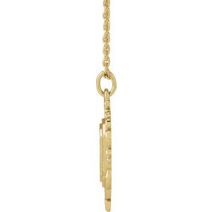 14K Yellow Gold 21.62 X 13.51 Mm 16-18 In Polished Engravable Scroll Necklace