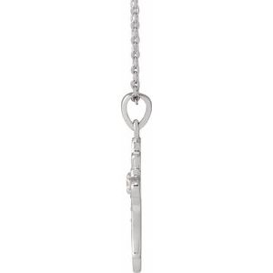 14K White Gold Round 2Mm G-H I1 .08 Ctw Natural Diamond Vintage-Inspired Cross Necklace, Length: 18 In