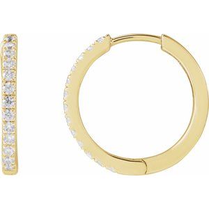 14K Yellow Gold Pair Round Shape 1.4Mm Si1-Si2, Gh 1/3 Ctw Lab-Grown Diamond Hoop Earrings, Length: 16.3 Mm, Thickness: 1.7 Mm