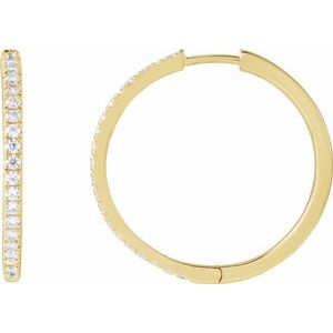 14K Yellow Gold Pair Round Shape 1.4Mm Si1-Si2, Gh 1/2 Ctw Lab-Grown Diamond Hoop Earrings, Length: 22.9 Mm, Thickness: 1.7 Mm