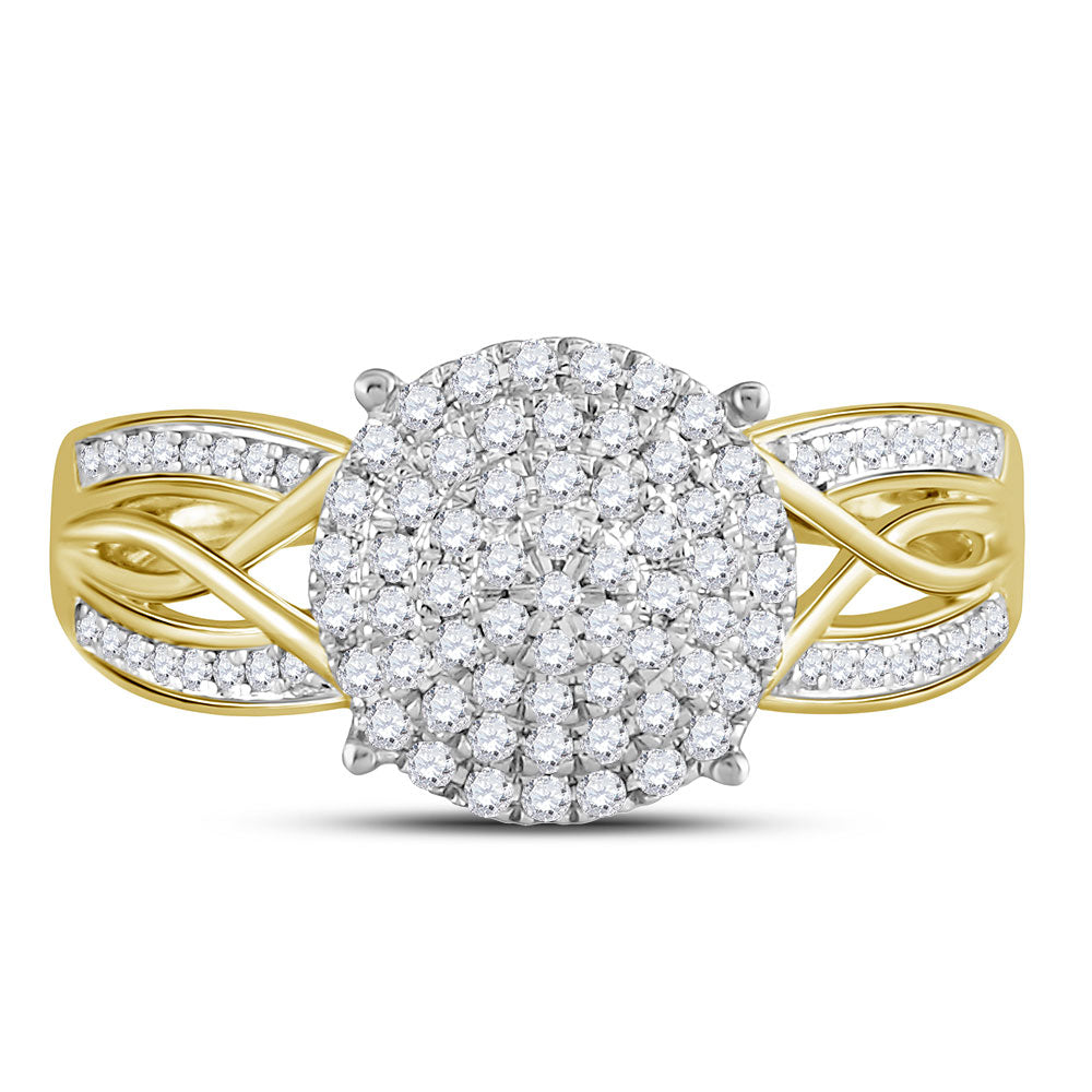 10K Yellow Or White Gold  Womens Round Diamond Circle Cluster Ring 3/8 Cttw, Womens Size: 5-10