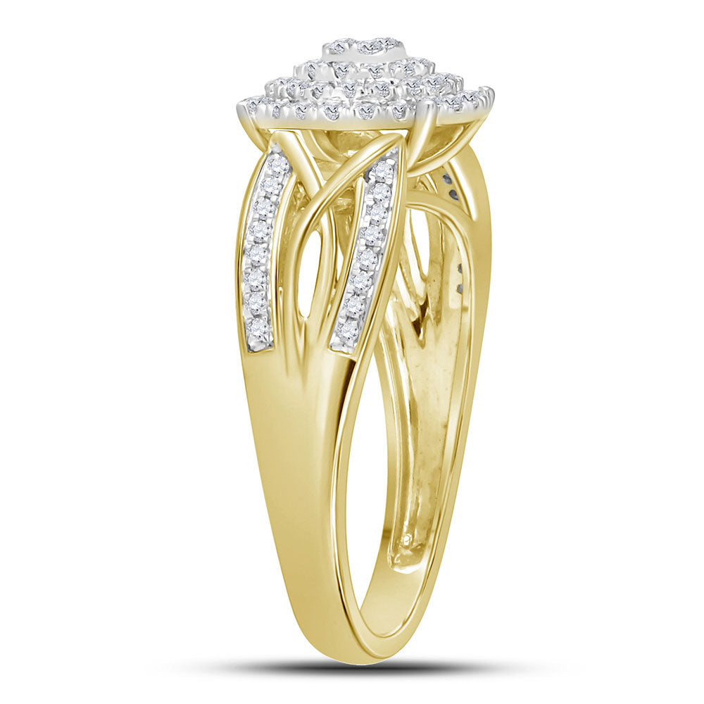 10K Yellow Or White Gold  Womens Round Diamond Circle Cluster Ring 3/8 Cttw, Womens Size: 5-10