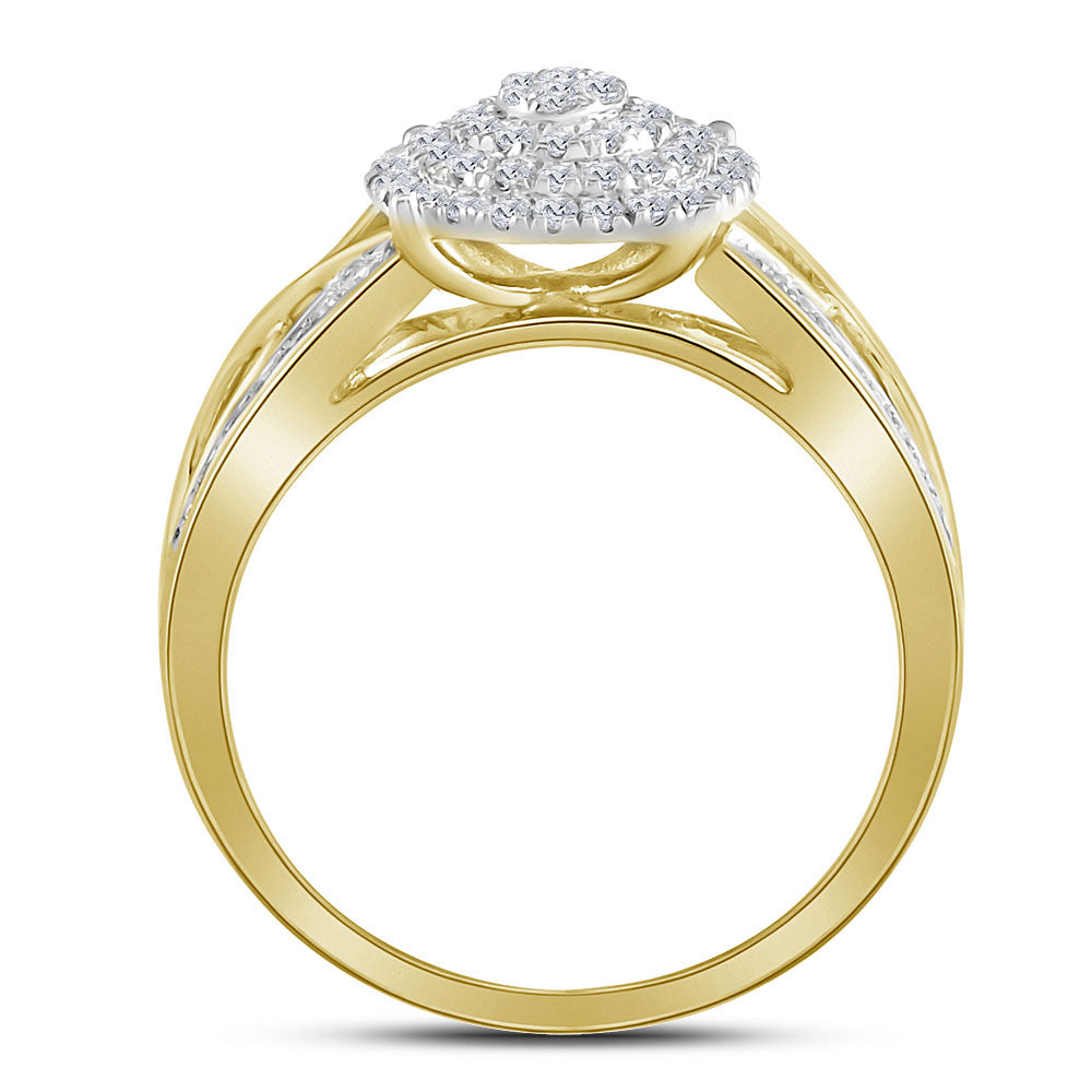 10K Yellow Or White Gold  Womens Round Diamond Circle Cluster Ring 3/8 Cttw, Womens Size: 5-10