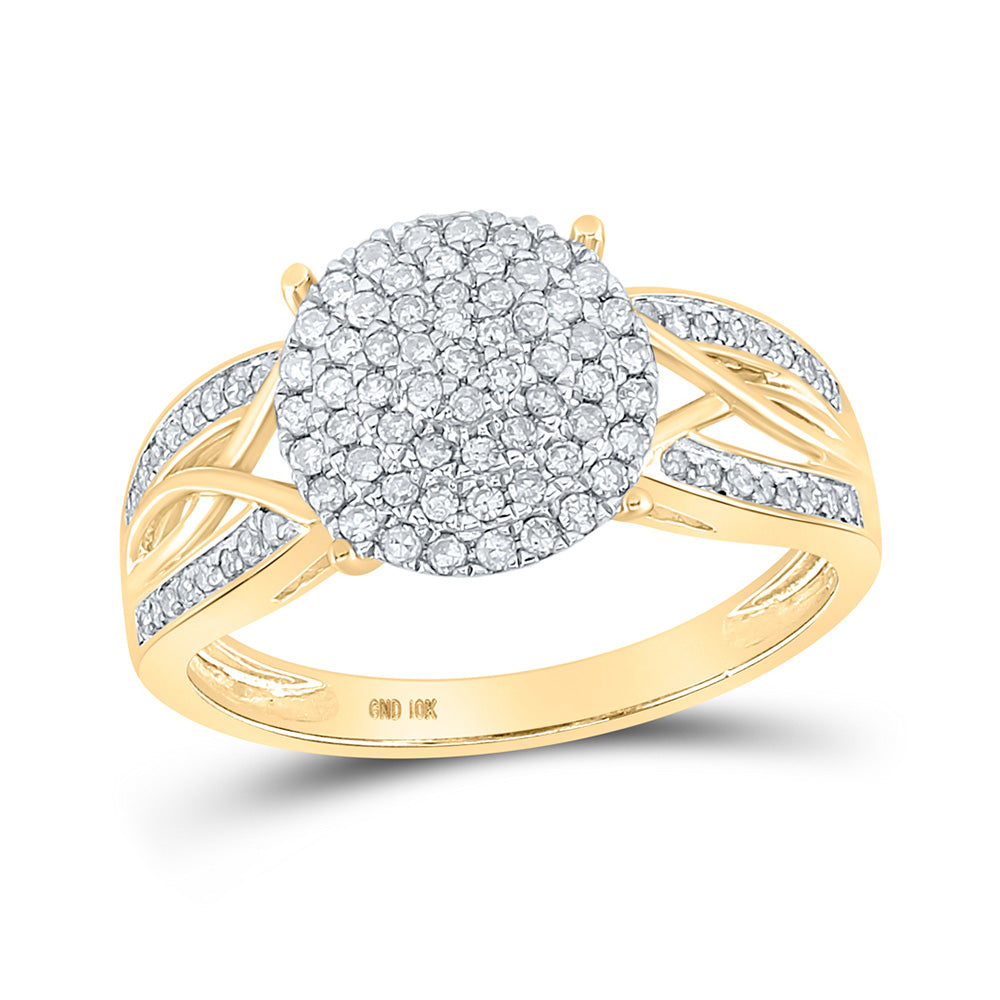 10K Yellow Or White Gold  Womens Round Diamond Circle Cluster Ring 3/8 Cttw, Womens Size: 5-10