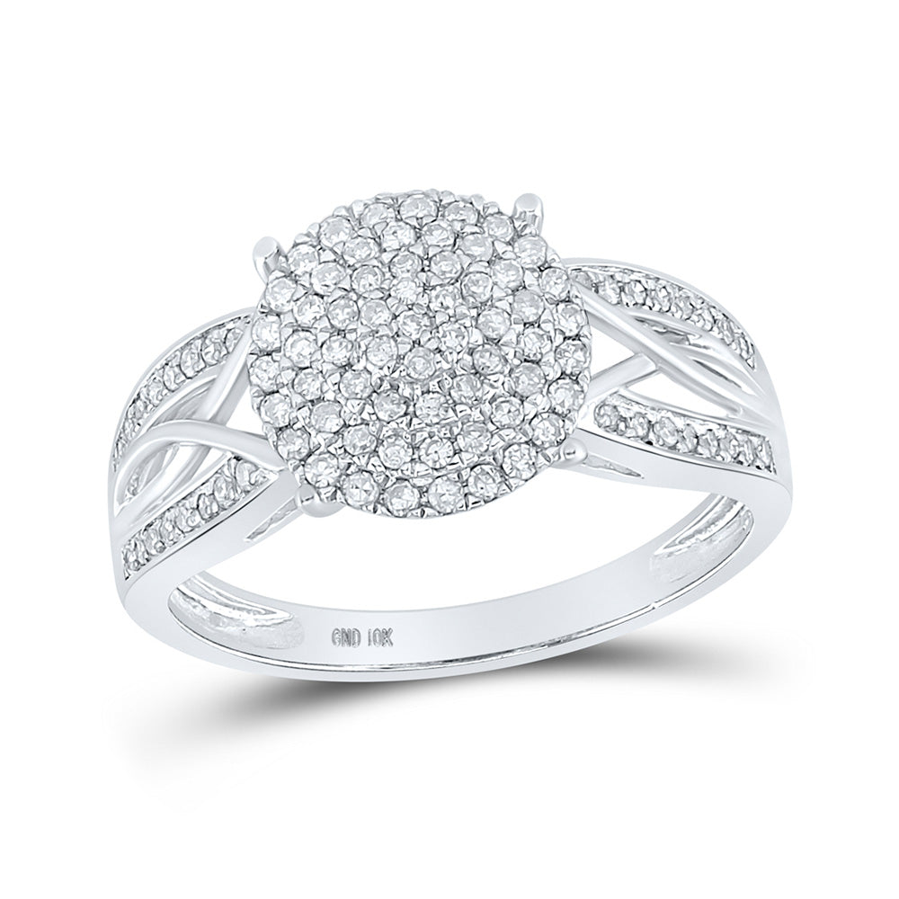 10K Yellow Or White Gold  Womens Round Diamond Circle Cluster Ring 3/8 Cttw, Womens Size: 5-10
