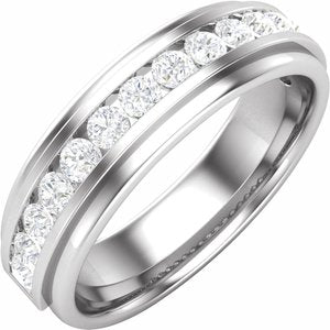 14K White Gold Round 2.1 Mm F+ Vs 1/2 Ctw Lab-Grown Diamond Channel-Set Band Size 10
