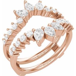 14K Rose Gold Lab-Grown Diamond Pear 3.8 X 2.5 Mm Lab-Grown Diamond Polished 1 Ctw Lab-Grown Diamond Ring Guard Size 7