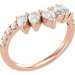 14K Rose Gold Pear 4.3 X 2.8 Mm Polished 3/4 Ctw Lab-Grown Diamond Contour Band Size 7