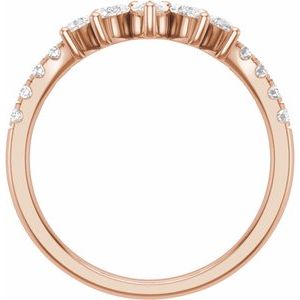 14K Rose Gold Pear 4.3 X 2.8 Mm Polished 3/4 Ctw Lab-Grown Diamond Contour Band Size 7
