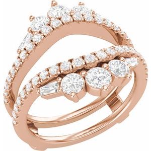 14K Rose Gold Lab-Grown Diamond Round 3.2 Mm Lab-Grown Diamond Polished 1 1/5 Ctw Lab-Grown Diamond Ring Guard Size 7