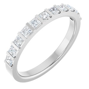 Platinum Square 2 X 2 Mm Polished 1/2 Ctw Natural Diamond Anniversary Band Size 7