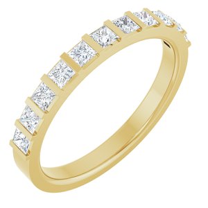 14K Yellow Gold Square 2 X 2 Mm Polished 1/2 Ctw Natural Diamond Anniversary Band Size 7