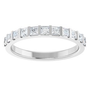 Platinum Square 2 X 2 Mm Polished 1/2 Ctw Natural Diamond Anniversary Band Size 7